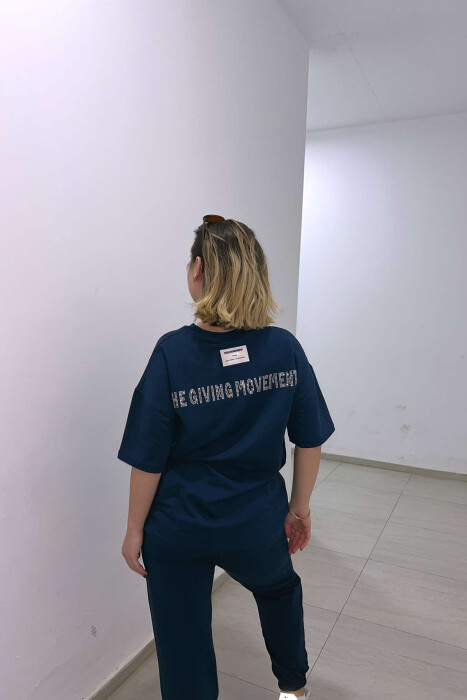 DIAMOND WRITTING T-SHIRT+SWEATPANTS WOMEN SET BLUE/BLU - 5