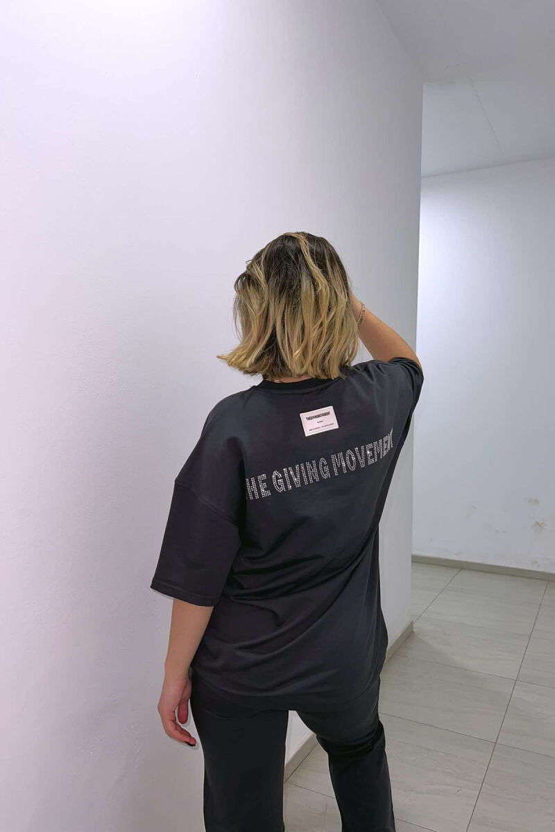DIAMOND WRITTING T-SHIRT+SWEATPANTS WOMEN SET DARK GREY/GEE - 5