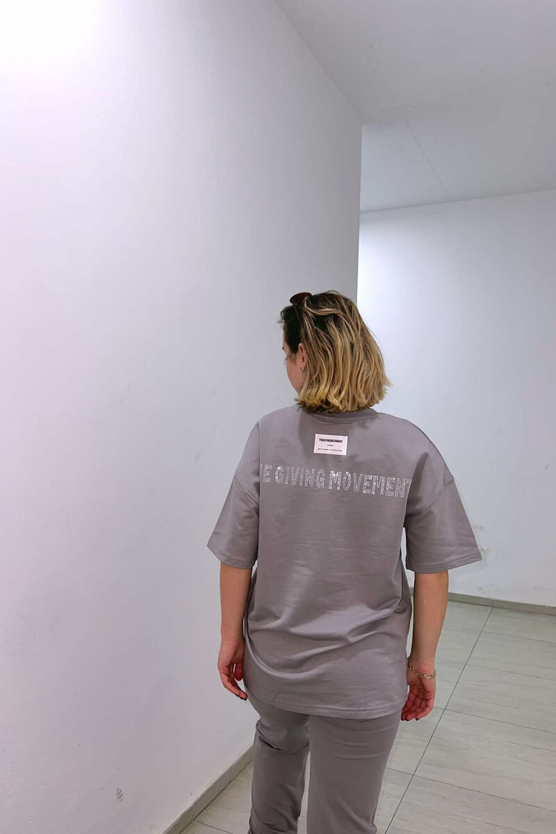 DIAMOND WRITTING T-SHIRT+SWEATPANTS WOMEN SET GREY/GRI - 6