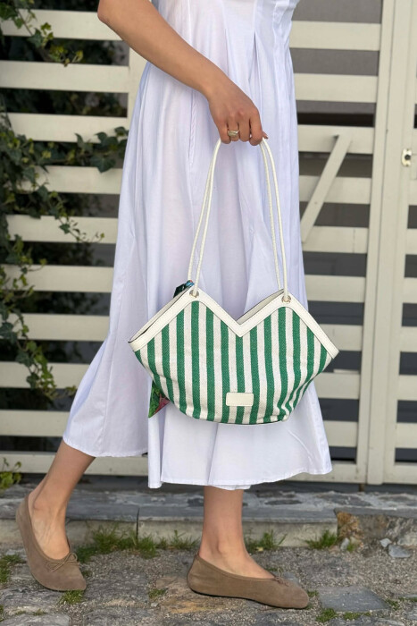 DIFFERENT DESIGN WOMAN BAG WHITE/GREEN-BAJE 