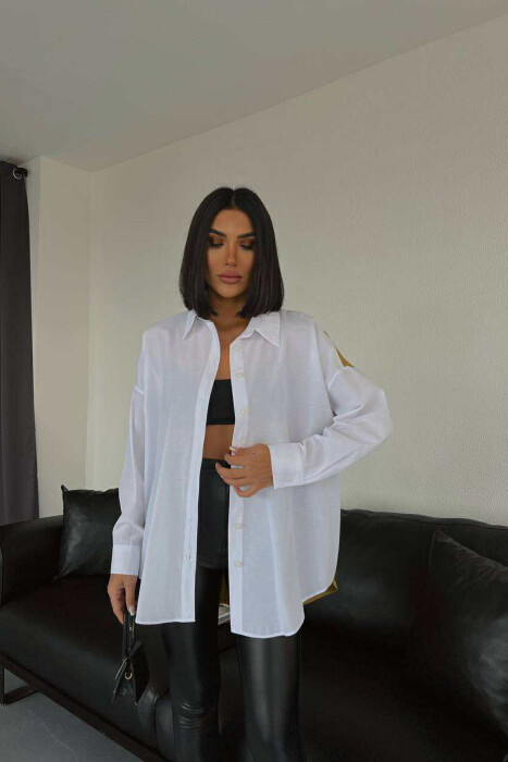DIFFERENT BACK DESIGN TWO-COLORED WOMEN SHIRT WHITE/GREEN-BAJE 