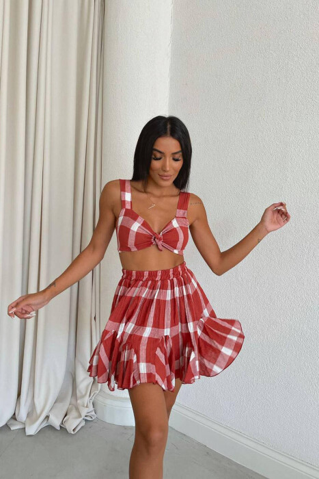 DIFFERENT COLORS CROP + SKIRT WOMAN BRICK/TULLE - KLAUDIO FASHION