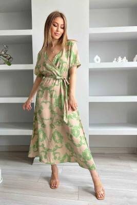 DIFFERENT COLORS LONG DRESS GREEN/JESHILE 