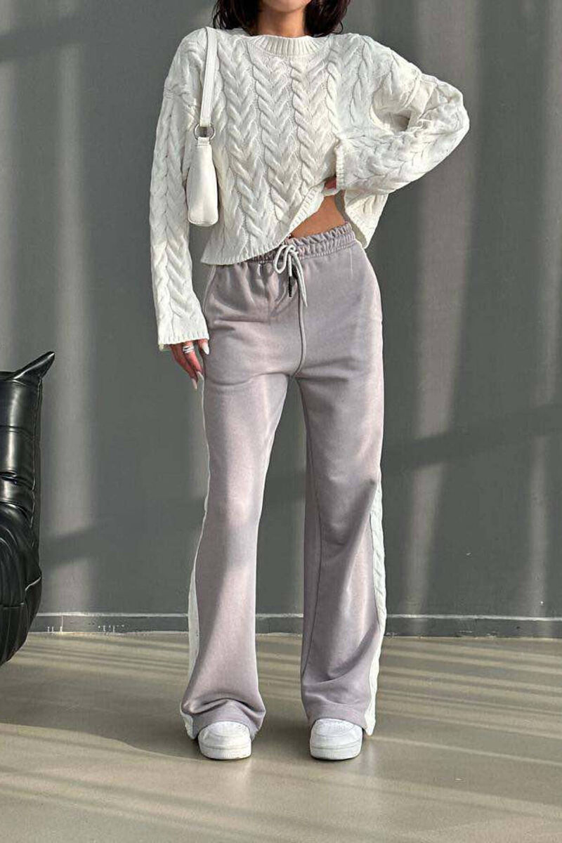 DIFFERENT COLORS SWEATSHIRT+TROUSERS WOMAN SET WHITE/GREY-BAGR - 2