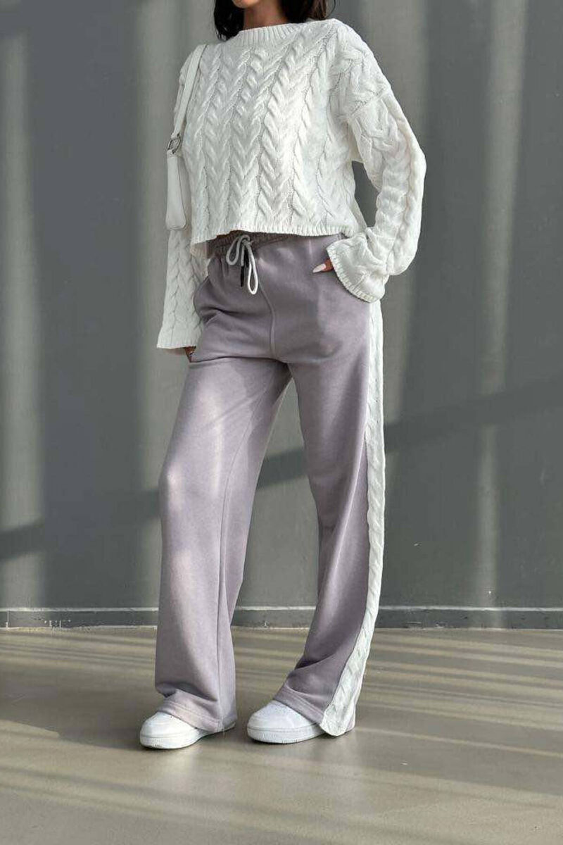 DIFFERENT COLORS SWEATSHIRT+TROUSERS WOMAN SET WHITE/GREY-BAGR - 5