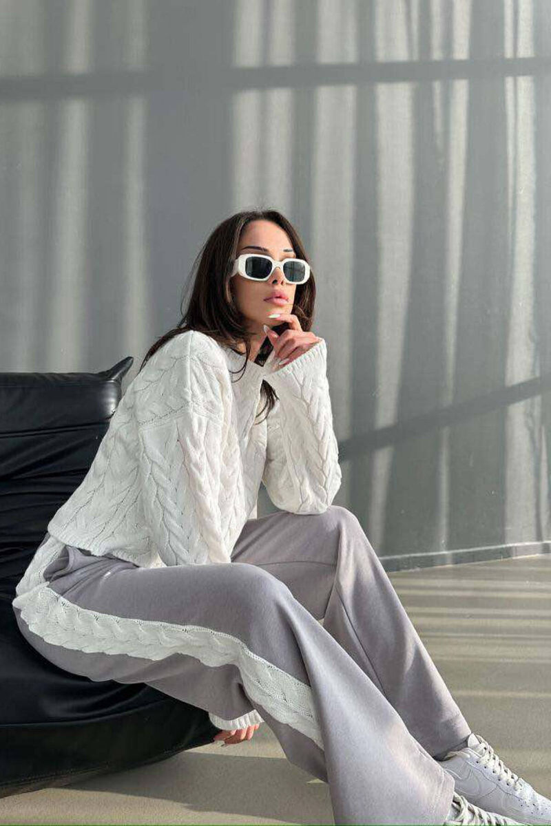DIFFERENT COLORS SWEATSHIRT+TROUSERS WOMAN SET WHITE/GREY-BAGR - 6