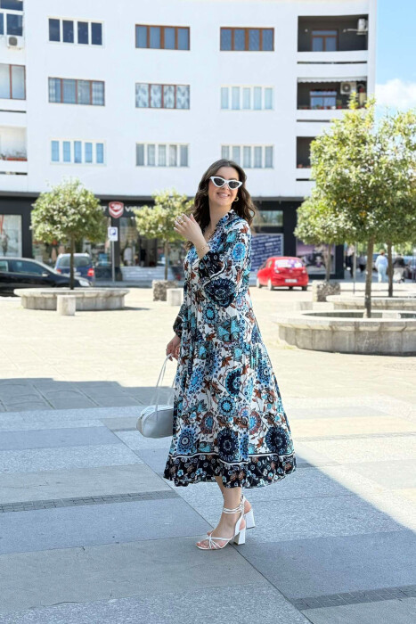 DIFFERENT DESIGN HALF SLEEVE LONG WOMEN DRESS BLUE/BLU - 3