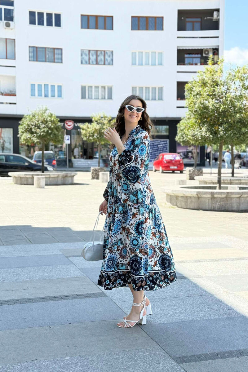 DIFFERENT DESIGN HALF SLEEVE LONG WOMEN DRESS BLUE/BLU - 3