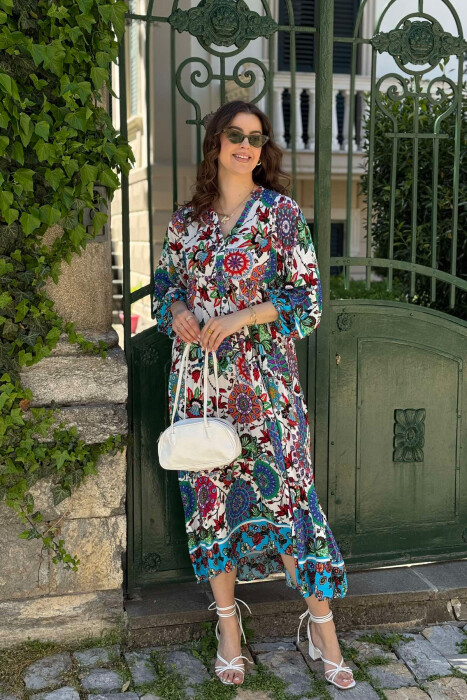 DIFFERENT DESIGN HALF SLEEVE LONG WOMEN DRESS GREEN/JESHILE - 1