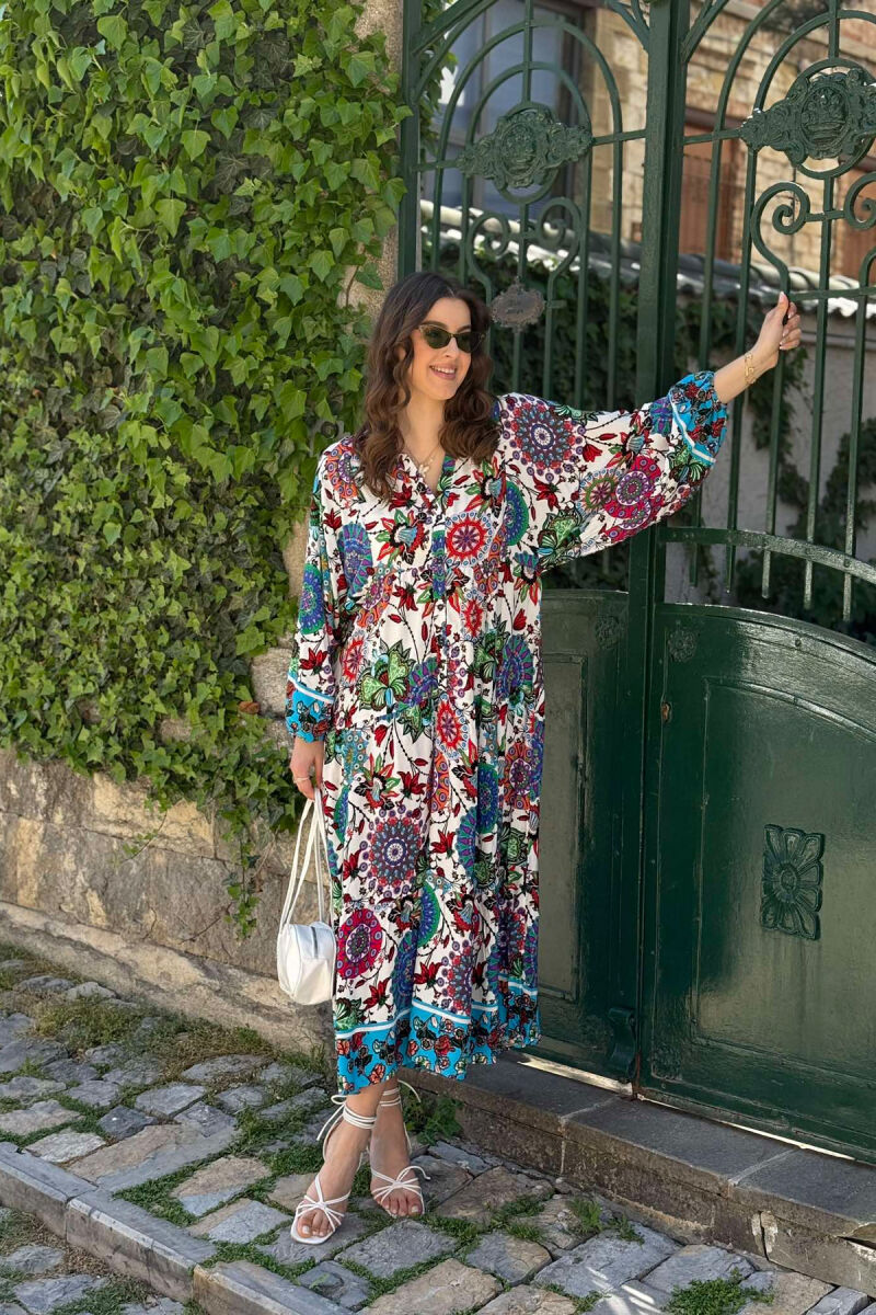 DIFFERENT DESIGN HALF SLEEVE LONG WOMEN DRESS GREEN/JESHILE - 2
