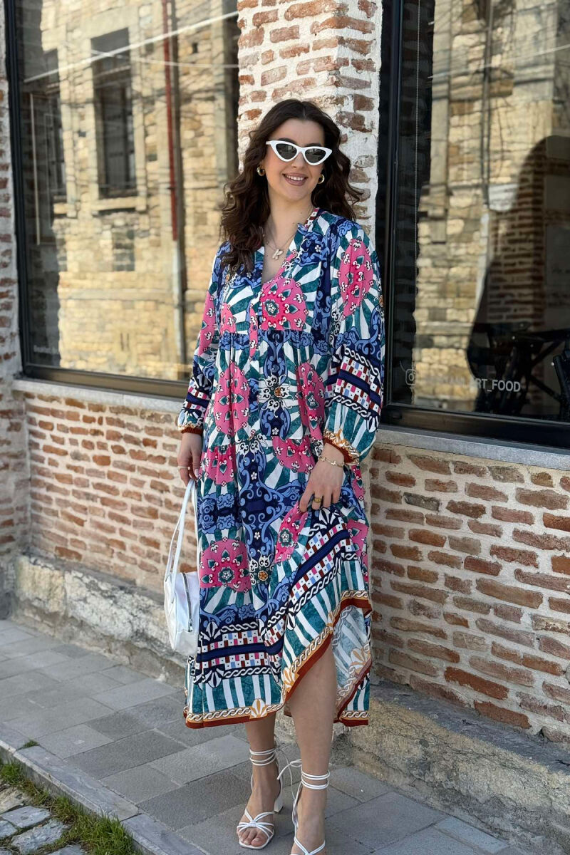 DIFFERENT DESIGN HALF SLEEVE LONG WOMEN DRESS PINK/ROZE - 1