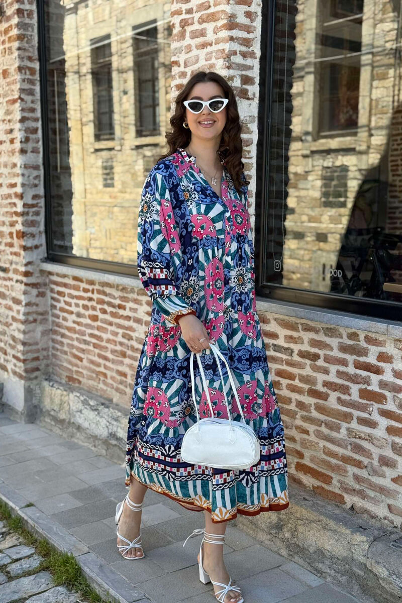 DIFFERENT DESIGN HALF SLEEVE LONG WOMEN DRESS PINK/ROZE - 2