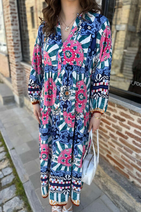 DIFFERENT DESIGN HALF SLEEVE LONG WOMEN DRESS PINK/ROZE - 3