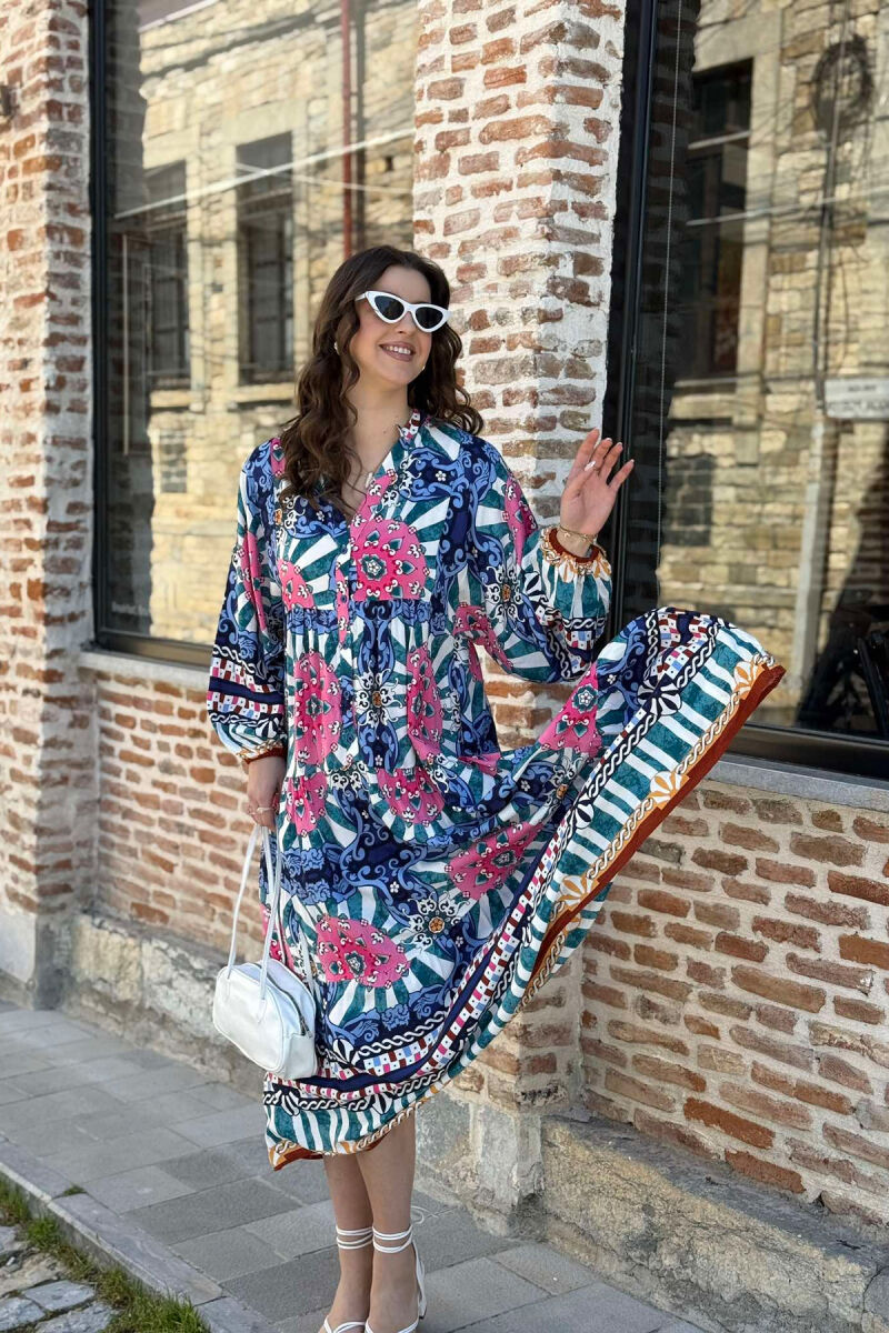 DIFFERENT DESIGN HALF SLEEVE LONG WOMEN DRESS PINK/ROZE - 4