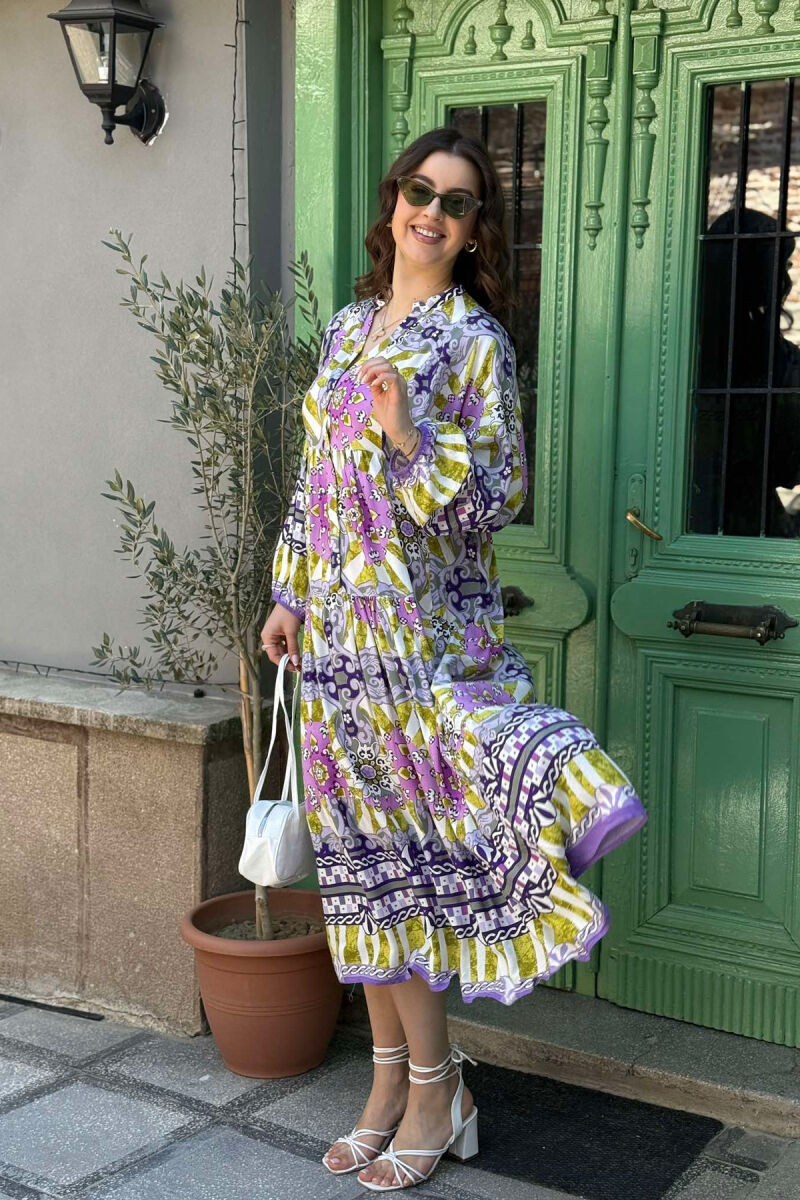 DIFFERENT DESIGN HALF SLEEVE LONG WOMEN DRESS PURPLE/LEJLA - 2