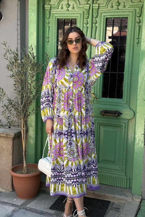 DIFFERENT DESIGN HALF SLEEVE LONG WOMEN DRESS PURPLE/LEJLA - 3