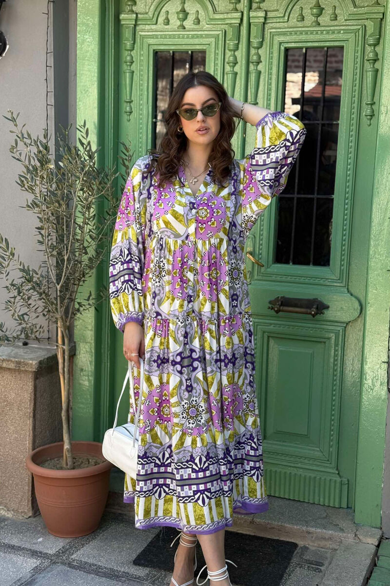 DIFFERENT DESIGN HALF SLEEVE LONG WOMEN DRESS PURPLE/LEJLA - 3