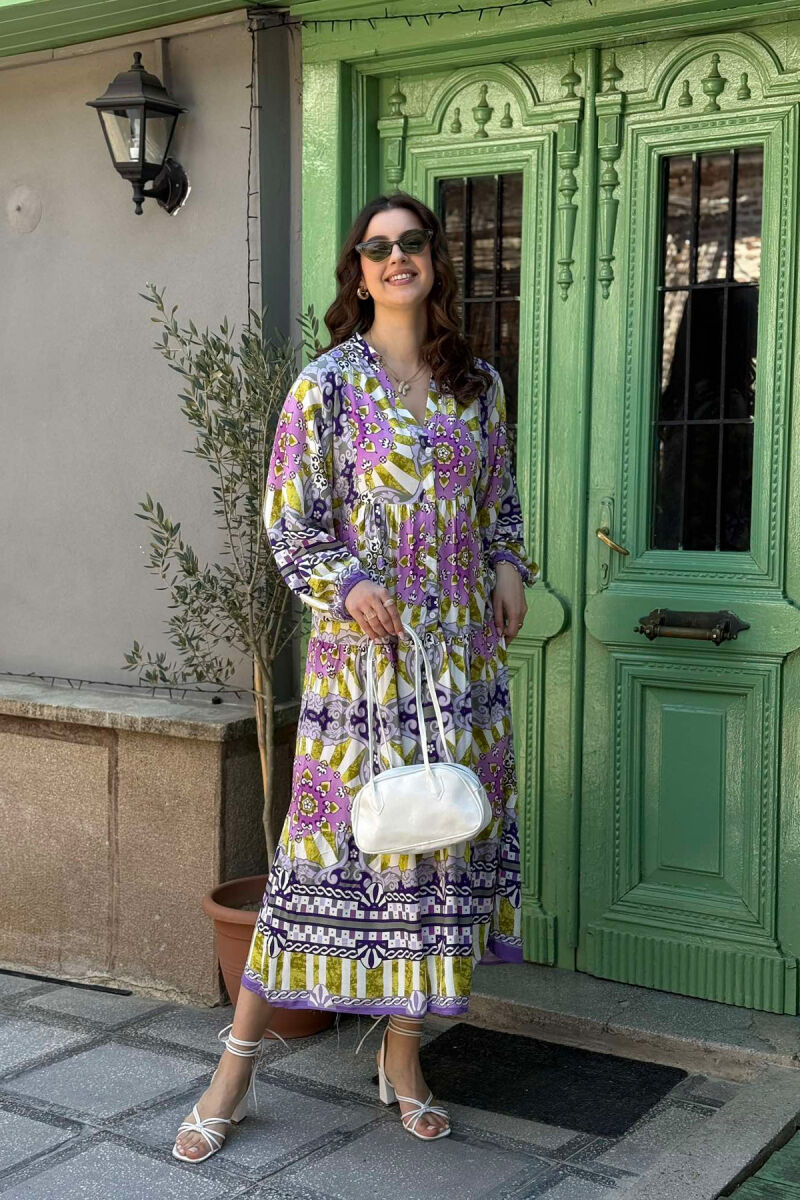 DIFFERENT DESIGN HALF SLEEVE LONG WOMEN DRESS PURPLE/LEJLA - 5