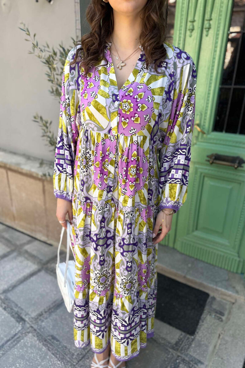 DIFFERENT DESIGN HALF SLEEVE LONG WOMEN DRESS PURPLE/LEJLA - 6