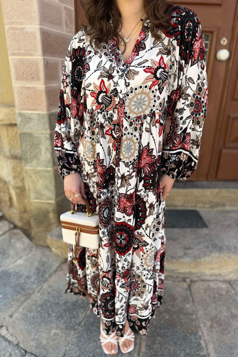 DIFFERENT DESIGN HALF SLEEVE LONG WOMEN DRESS RED/E KUQE - 5