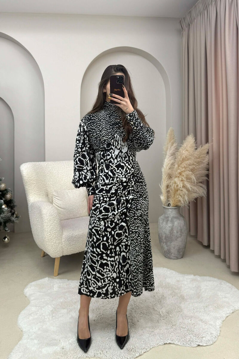 DIFFERENT DESIGN LONG WOMEN DRESS BLACK-WHITE/ZEBA - 3