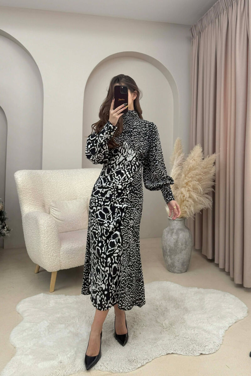 DIFFERENT DESIGN LONG WOMEN DRESS BLACK-WHITE/ZEBA - 1