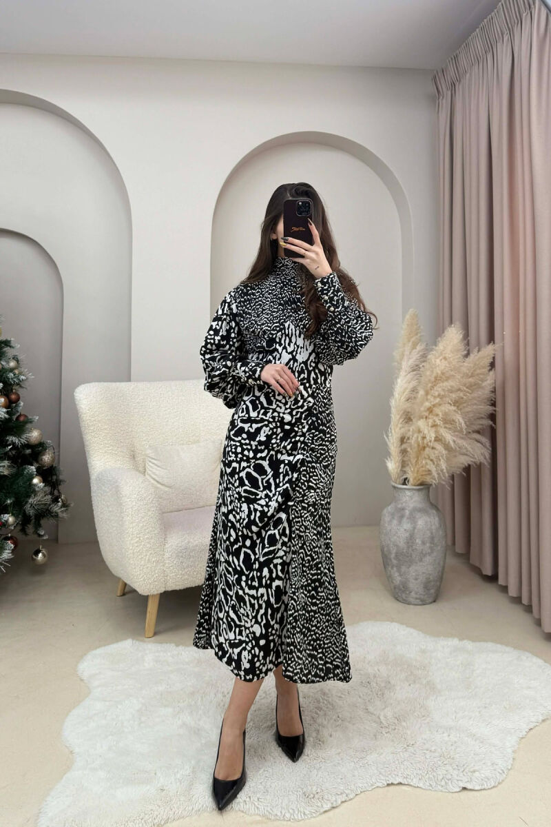 DIFFERENT DESIGN LONG WOMEN DRESS BLACK-WHITE/ZEBA - 2