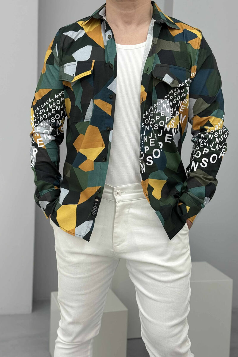 DIFFERENT DESIGN POCKETS DETAIL MEN SHIRT GREEN/JESHILE - 3
