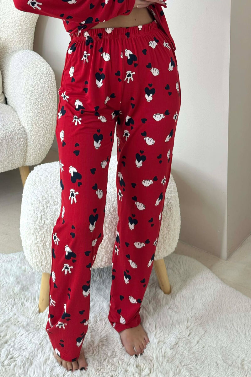 DIFFERENT DESIGN SHIRT+SWEATPANTS WOMEN PYJAMAS RED/E KUQE - 3