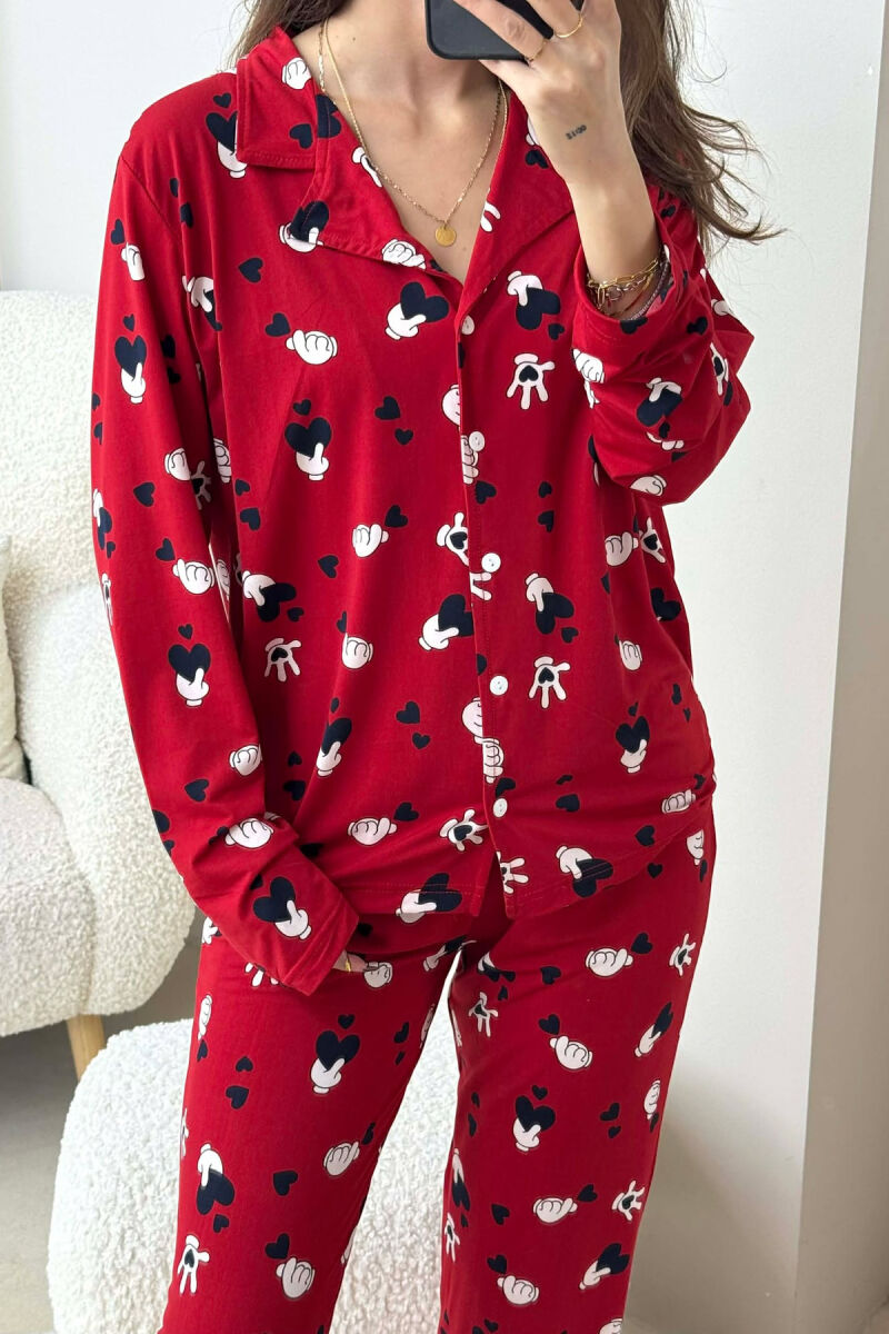 DIFFERENT DESIGN SHIRT+SWEATPANTS WOMEN PYJAMAS RED/E KUQE - 4