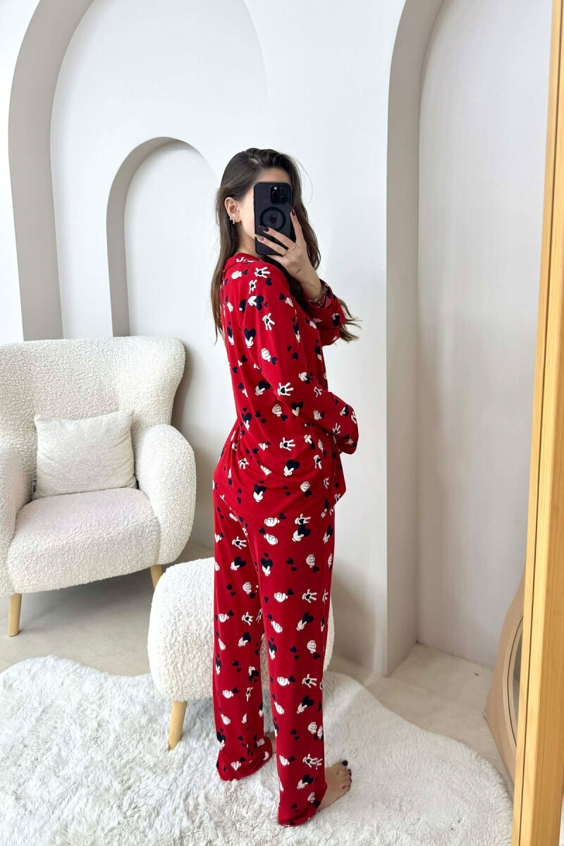 DIFFERENT DESIGN SHIRT+SWEATPANTS WOMEN PYJAMAS RED/E KUQE - 5