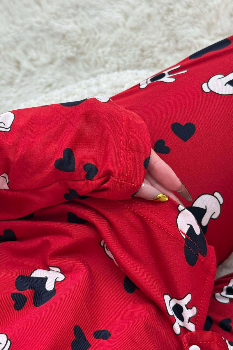 DIFFERENT DESIGN SHIRT+SWEATPANTS WOMEN PYJAMAS RED/E KUQE - 6