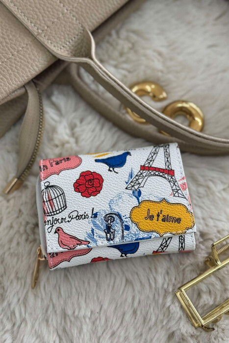 DIFFERENT DESIGNS SMALL WOMEN WALLET WHITE-BLUE/BABL 