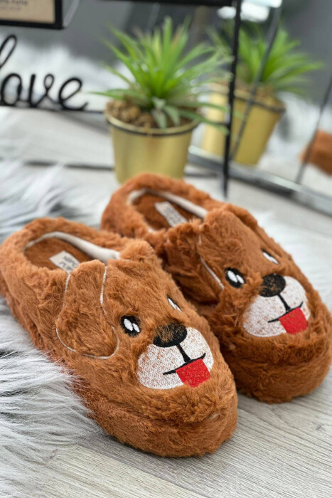 DOG HOME SLIPPERS WOMAN BROWN/KAFE 