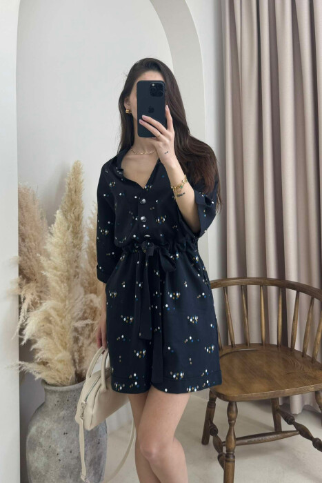 DOTS BELT WOMEN JUMPSUIT BLACK/ E ZEZE - 2