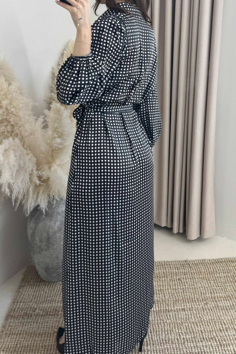 DOTS DESIGN BUTTONS LACING WOMEN DRESS BLACK/ E ZEZE - 4