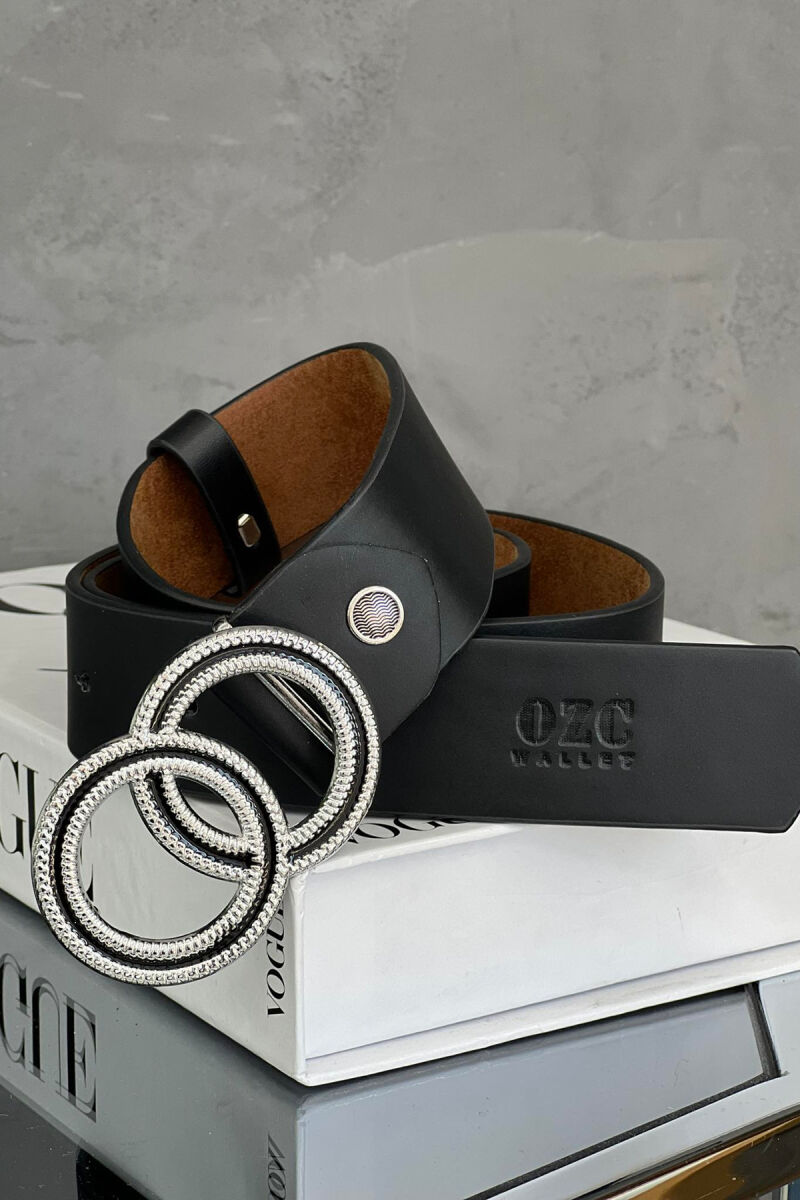 DOUBLE CIRCLE BUCKLE WOMEN BELT BLACK/ E ZEZE - 1