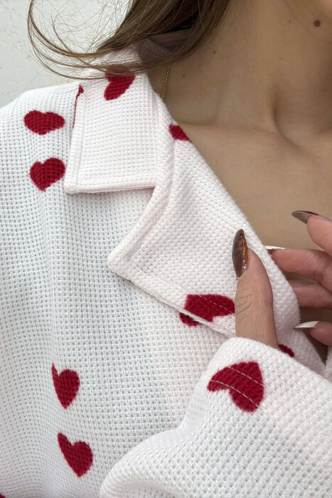 DOUBLE HEARTS DESIGN SHIRT+TROUSERS WOMEN PYJAMAS PINK/ROZE - 2