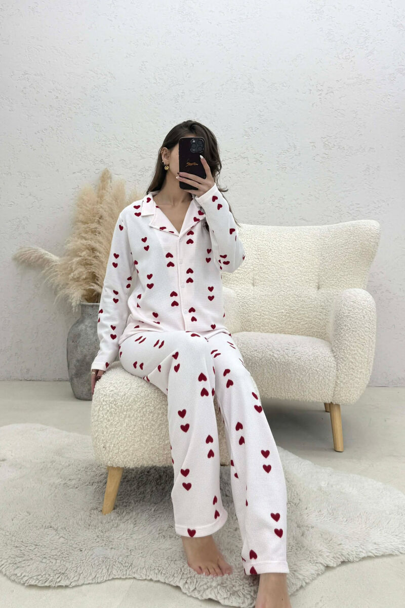DOUBLE HEARTS DESIGN SHIRT+TROUSERS WOMEN PYJAMAS PINK/ROZE - 3