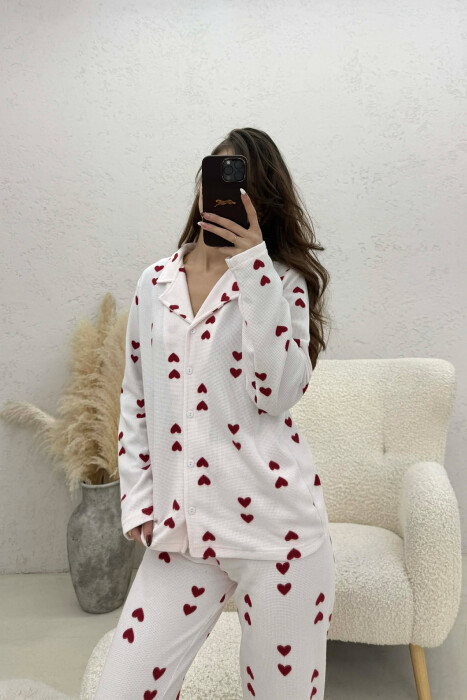 DOUBLE HEARTS DESIGN SHIRT+TROUSERS WOMEN PYJAMAS PINK/ROZE - 4