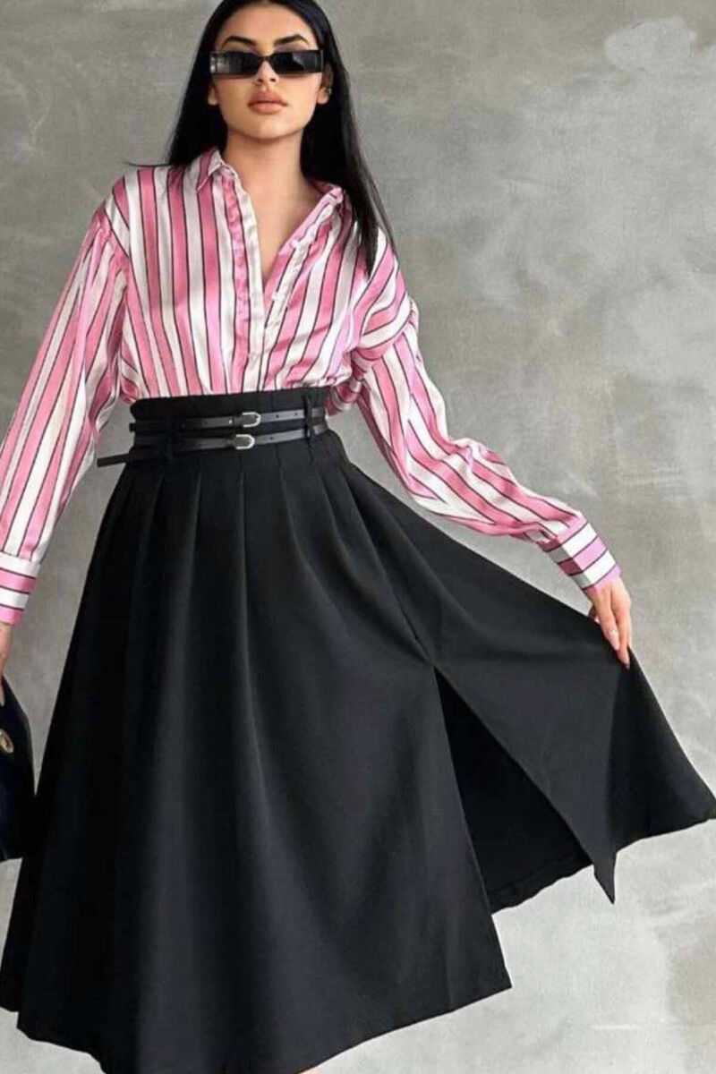 DOUBLE THIN BELT WOMEN SKIRT BLACK/ E ZEZE - 2