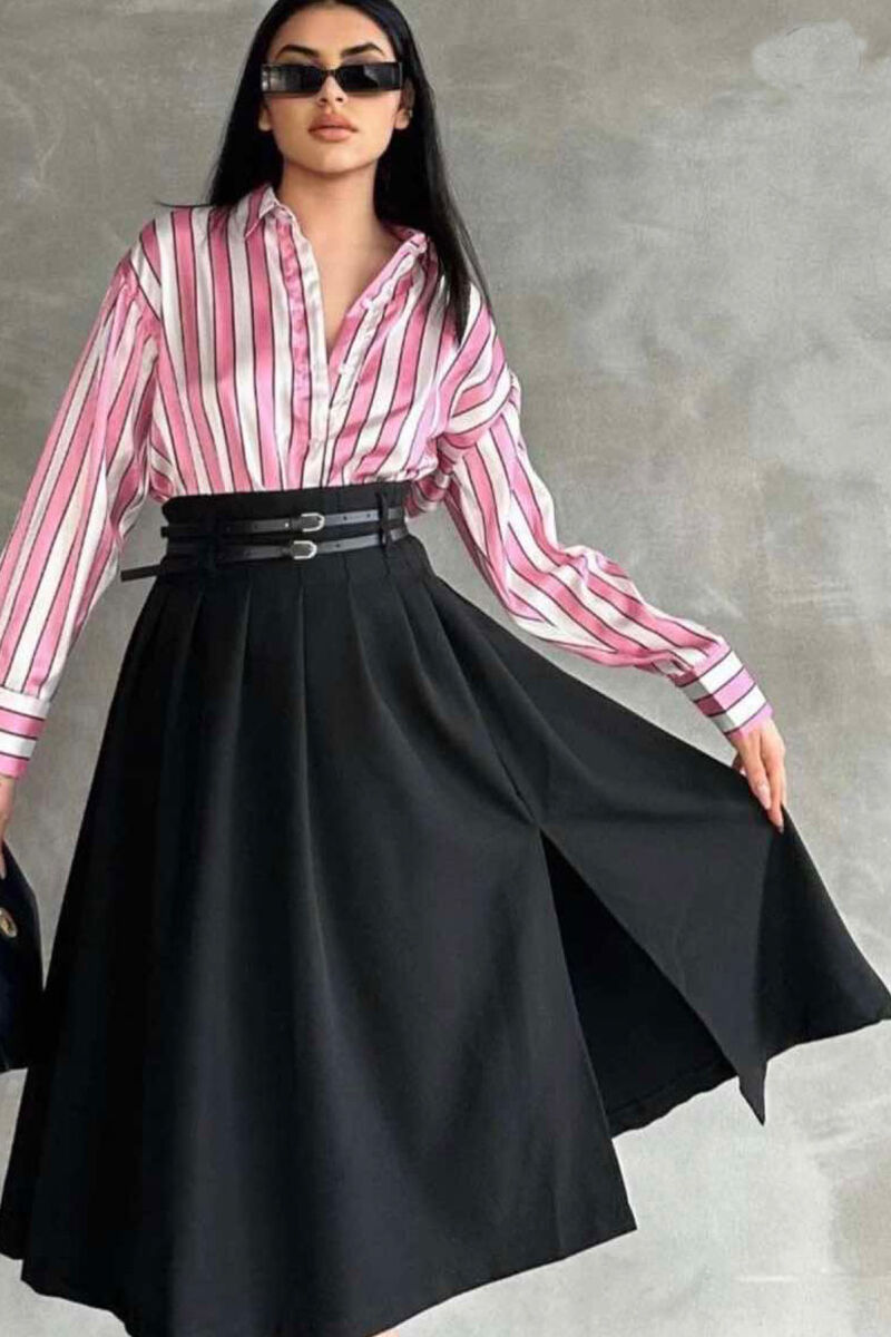 DOUBLE THIN BELT WOMEN SKIRT BLACK/ E ZEZE - 2