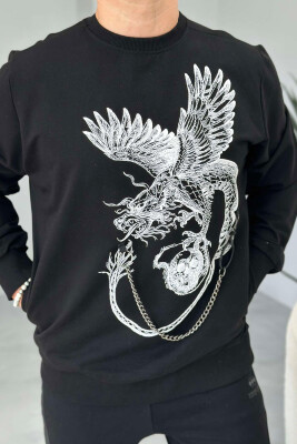 DRAGON FRONT IMAGE MEN SWEATSHIRT BLACK/ E ZEZE 