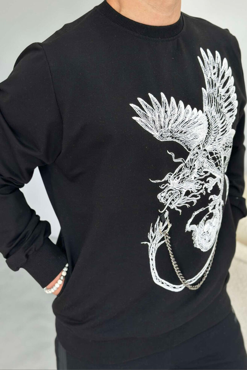 DRAGON FRONT IMAGE MEN SWEATSHIRT BLACK/ E ZEZE - 3