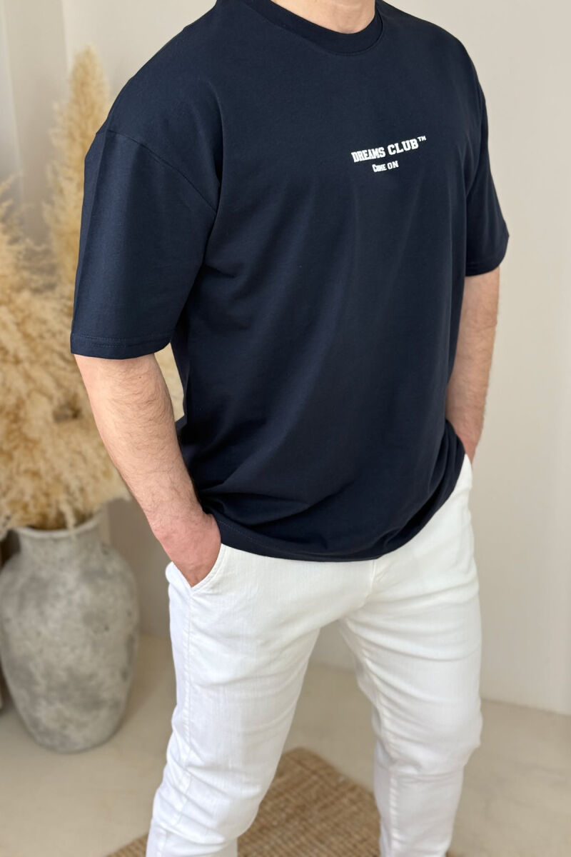 DREAMS CLUB WRITTING MEN T-SHIRT DARK BLUE/BEE - 1