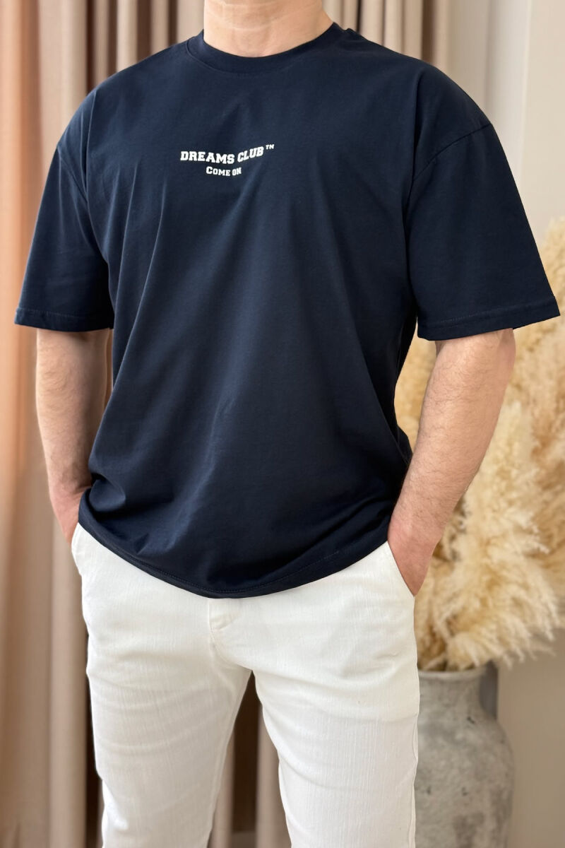 DREAMS CLUB WRITTING MEN T-SHIRT DARK BLUE/BEE - 4