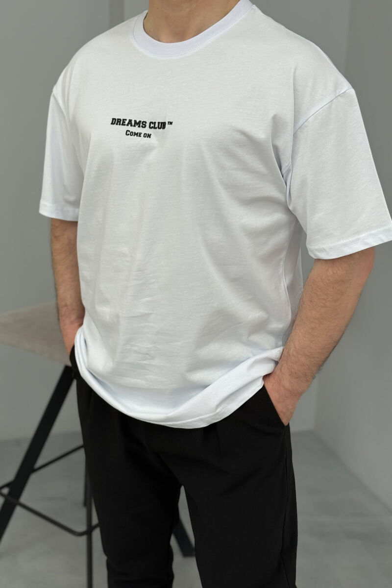 DREAMS CLUB WRITTING MEN T-SHIRT WHITE-E BARDHE - 3