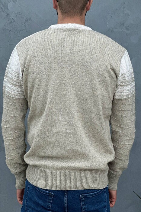 DUAL COLOR MEN SWEATER BEIGE/BEZHE - 2