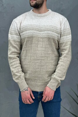 DUAL COLOR MEN SWEATER BEIGE/BEZHE 