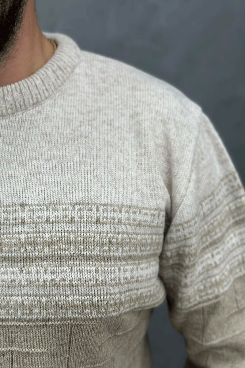 DUAL COLOR MEN SWEATER BEIGE/BEZHE - 3